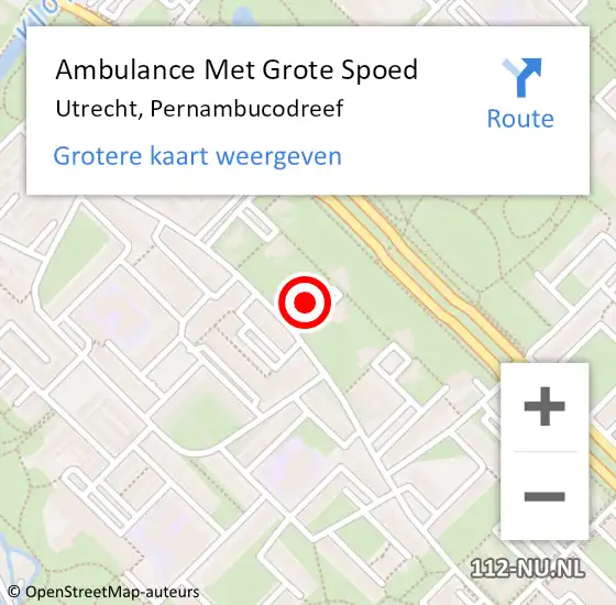Locatie op kaart van de 112 melding: Ambulance Met Grote Spoed Naar Utrecht, Pernambucodreef op 8 april 2015 12:37