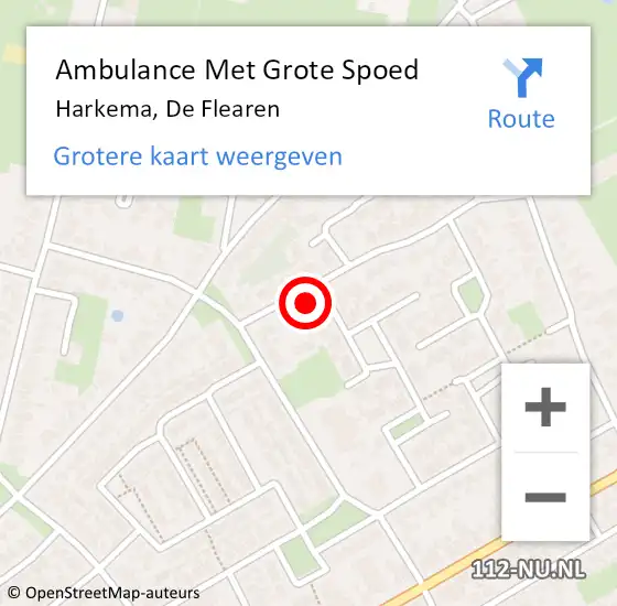 Locatie op kaart van de 112 melding: Ambulance Met Grote Spoed Naar Harkema, De Flearen op 8 april 2015 20:55