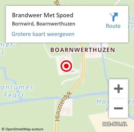 Locatie op kaart van de 112 melding: Brandweer Met Spoed Naar Bornwird, Boarnwerthuzen op 9 april 2015 09:48