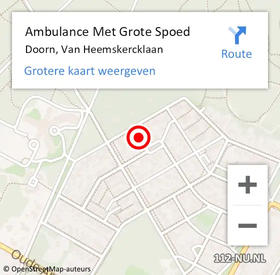 Locatie op kaart van de 112 melding: Ambulance Met Grote Spoed Naar Doorn, Van Heemskercklaan op 10 april 2015 04:09
