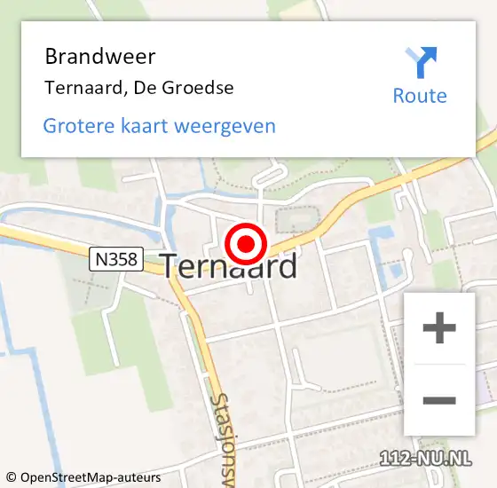 Locatie op kaart van de 112 melding: Brandweer Ternaard, De Groedse op 10 april 2015 19:25