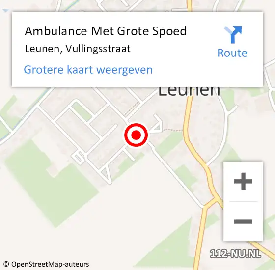 Locatie op kaart van de 112 melding: Ambulance Met Grote Spoed Naar Leunen, Vullingsstraat op 11 april 2015 09:17