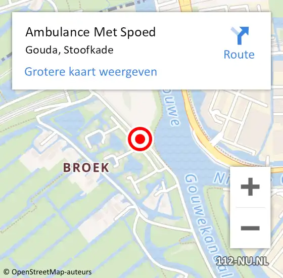 Locatie op kaart van de 112 melding: Ambulance Met Spoed Naar Gouda, Stoofkade op 11 april 2015 14:50