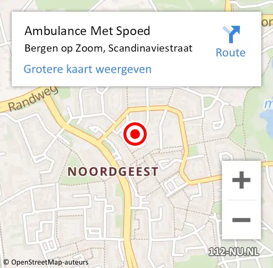 Locatie op kaart van de 112 melding: Ambulance Met Spoed Naar Bergen op Zoom, Scandinaviestraat op 11 april 2015 21:51