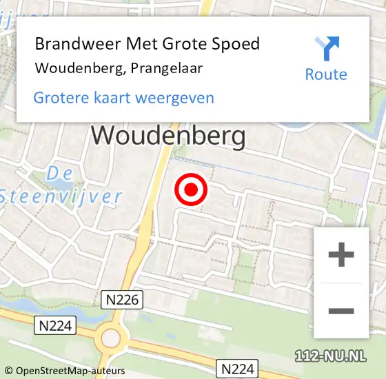 Locatie op kaart van de 112 melding: Brandweer Met Grote Spoed Naar Woudenberg, Prangelaar op 12 april 2015 01:31