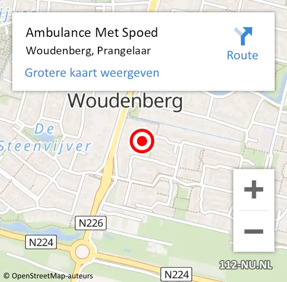 Locatie op kaart van de 112 melding: Ambulance Met Spoed Naar Woudenberg, Prangelaar op 12 april 2015 01:33