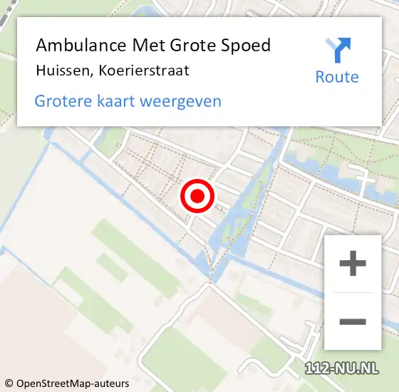 Locatie op kaart van de 112 melding: Ambulance Met Grote Spoed Naar Huissen, Koerierstraat op 12 april 2015 01:45