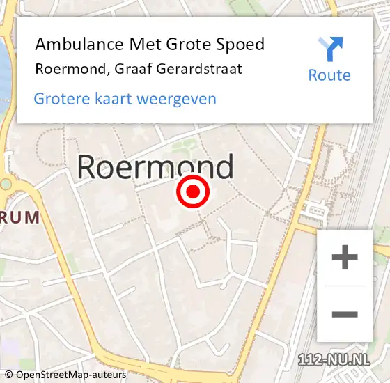 Locatie op kaart van de 112 melding: Ambulance Met Grote Spoed Naar Roermond, Graaf Gerardstraat op 12 april 2015 12:57