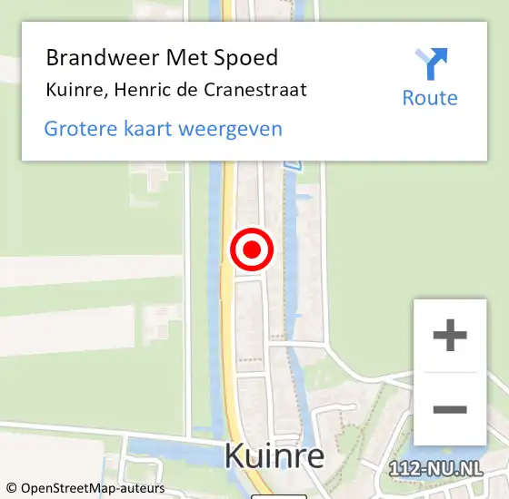 Locatie op kaart van de 112 melding: Brandweer Met Spoed Naar Kuinre, Henric de Cranestraat op 13 april 2015 02:17