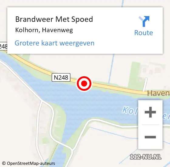 Locatie op kaart van de 112 melding: Brandweer Met Spoed Naar Kolhorn, Havenweg op 13 april 2015 11:24
