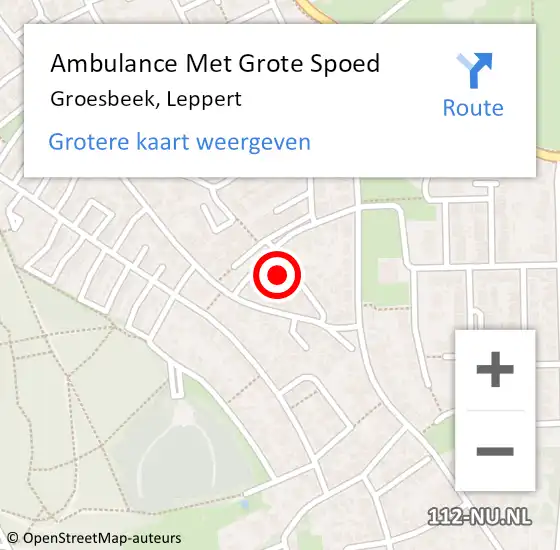 Locatie op kaart van de 112 melding: Ambulance Met Grote Spoed Naar Groesbeek, Leppert op 14 april 2015 15:51
