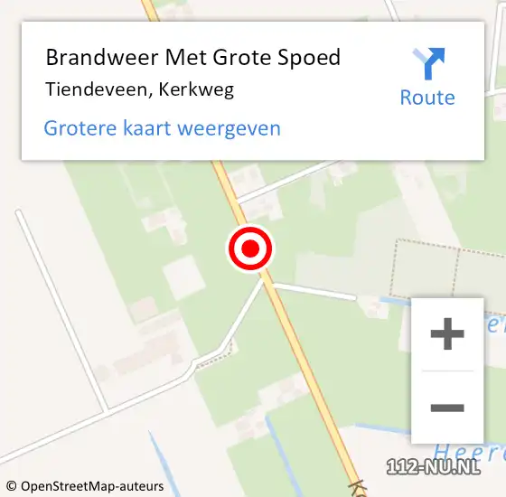 Locatie op kaart van de 112 melding: Brandweer Met Grote Spoed Naar Tiendeveen, Kerkweg op 15 april 2015 08:33