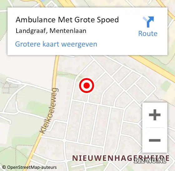 Locatie op kaart van de 112 melding: Ambulance Met Grote Spoed Naar Landgraaf, Mentenlaan op 15 april 2015 12:13