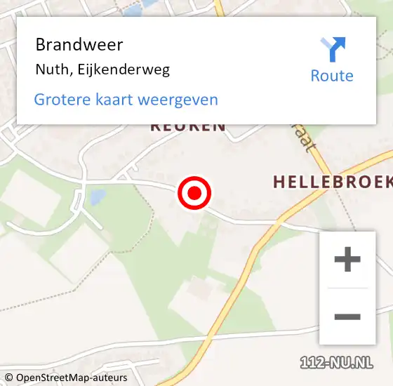 Locatie op kaart van de 112 melding: Brandweer Nuth, Eijkenderweg op 5 november 2013 07:40