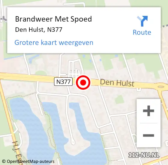 Locatie op kaart van de 112 melding: Brandweer Met Spoed Naar Den Hulst, N377 op 16 april 2015 09:20