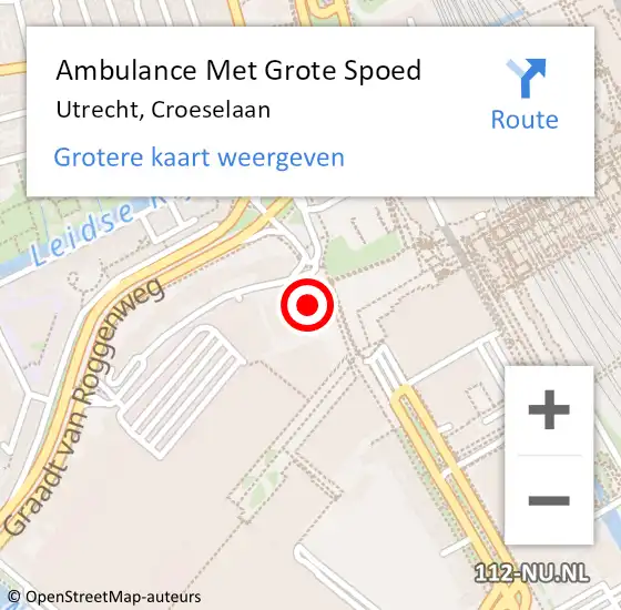 Locatie op kaart van de 112 melding: Ambulance Met Grote Spoed Naar Utrecht, Croeselaan op 16 april 2015 09:37
