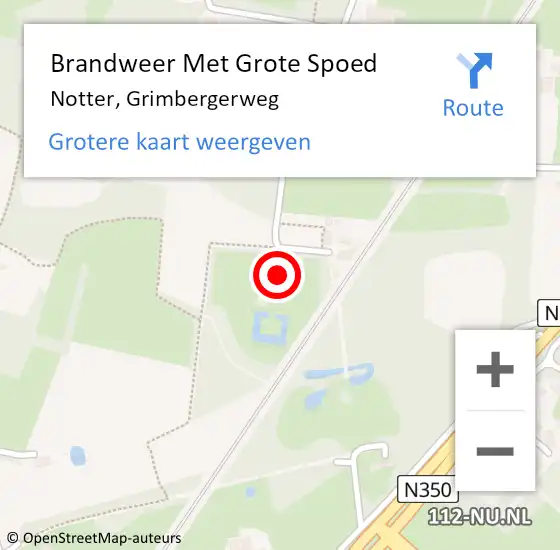 Locatie op kaart van de 112 melding: Brandweer Met Grote Spoed Naar Notter, Grimbergerweg op 16 april 2015 10:02