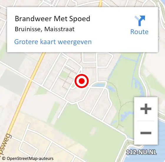 Locatie op kaart van de 112 melding: Brandweer Met Spoed Naar Bruinisse, Maisstraat op 16 april 2015 23:19