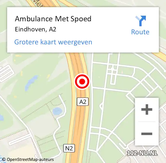 Locatie op kaart van de 112 melding: Ambulance Met Spoed Naar Eindhoven, A2 L hectometerpaal: 160,5 op 17 april 2015 14:16