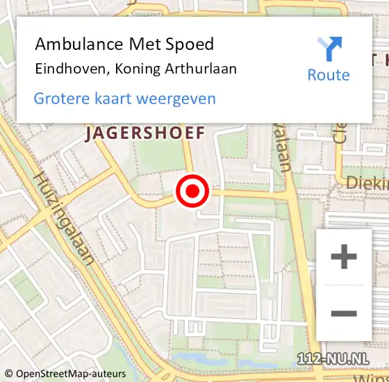 Locatie op kaart van de 112 melding: Ambulance Met Spoed Naar Eindhoven, Koning Arthurlaan op 17 april 2015 16:56