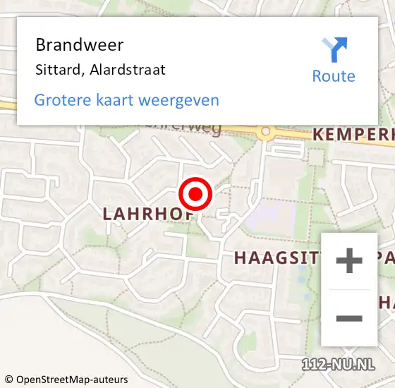 Locatie op kaart van de 112 melding: Brandweer Sittard, Alardstraat op 17 april 2015 20:22