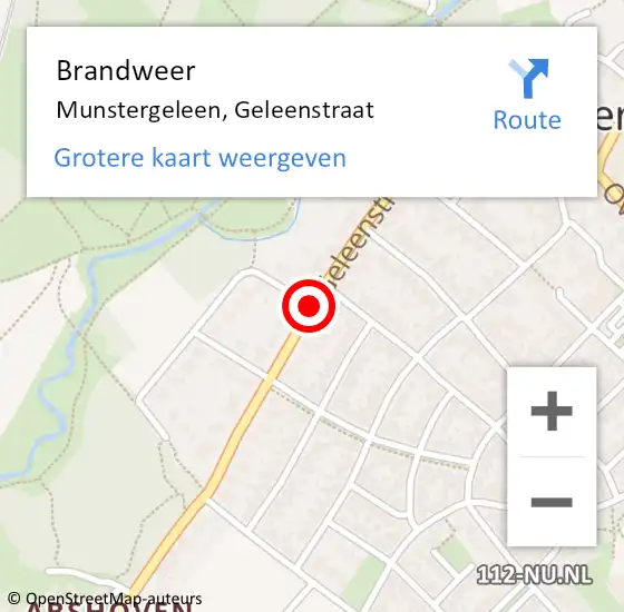 Locatie op kaart van de 112 melding: Brandweer Munstergeleen, Geleenstraat op 18 april 2015 19:42