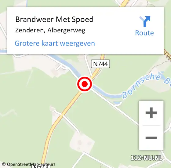 Locatie op kaart van de 112 melding: Brandweer Met Spoed Naar Zenderen, Albergerweg op 18 april 2015 22:33