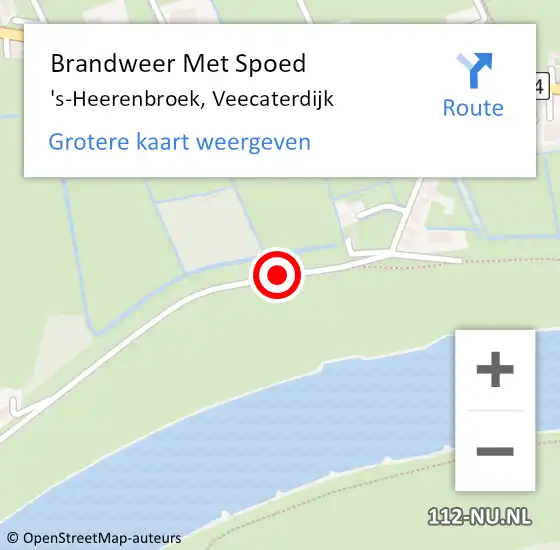 Locatie op kaart van de 112 melding: Brandweer Met Spoed Naar 's-Heerenbroek, Veecaterdijk op 19 april 2015 09:14