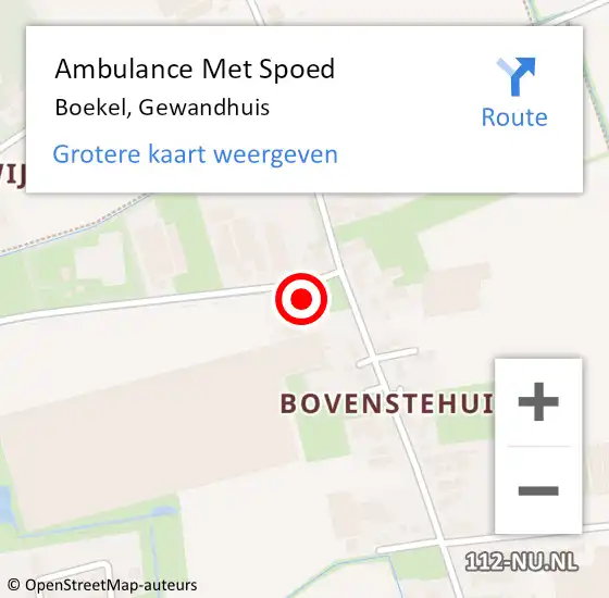 Locatie op kaart van de 112 melding: Ambulance Met Spoed Naar Boekel, Gewandhuis op 20 april 2015 06:27