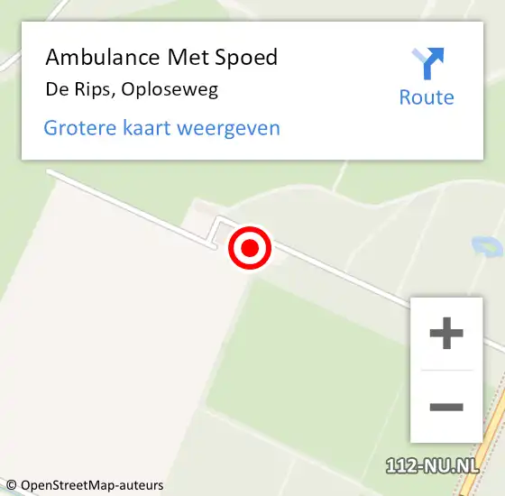 Locatie op kaart van de 112 melding: Ambulance Met Spoed Naar De Rips, Oploseweg op 20 april 2015 13:47