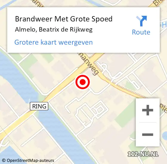 Locatie op kaart van de 112 melding: Brandweer Met Grote Spoed Naar Almelo, Beatrix de Rijkweg op 20 april 2015 20:09