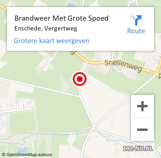 Locatie op kaart van de 112 melding: Brandweer Met Grote Spoed Naar Enschede, Vergertweg op 20 april 2015 20:10