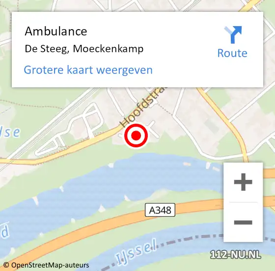 Locatie op kaart van de 112 melding: Ambulance De Steeg, Moeckenkamp op 21 april 2015 12:15