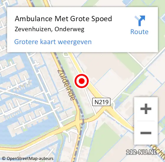 Locatie op kaart van de 112 melding: Ambulance Met Grote Spoed Naar Zevenhuizen, Onderweg op 21 april 2015 17:10