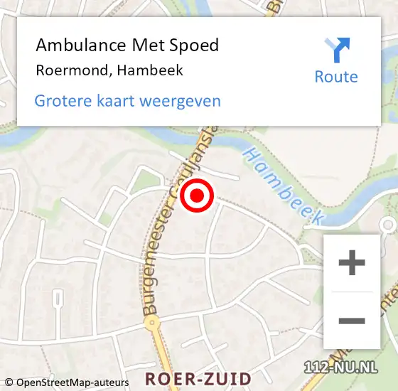Locatie op kaart van de 112 melding: Ambulance Met Spoed Naar Roermond, Hambeek op 21 april 2015 17:26