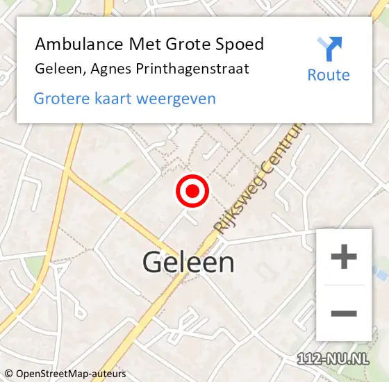 Locatie op kaart van de 112 melding: Ambulance Met Grote Spoed Naar Geleen, Agnes Printhagenstraat op 11 september 2013 22:52