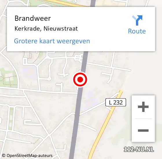 Locatie op kaart van de 112 melding: Brandweer Kerkrade, Nieuwstraat op 5 november 2013 19:21