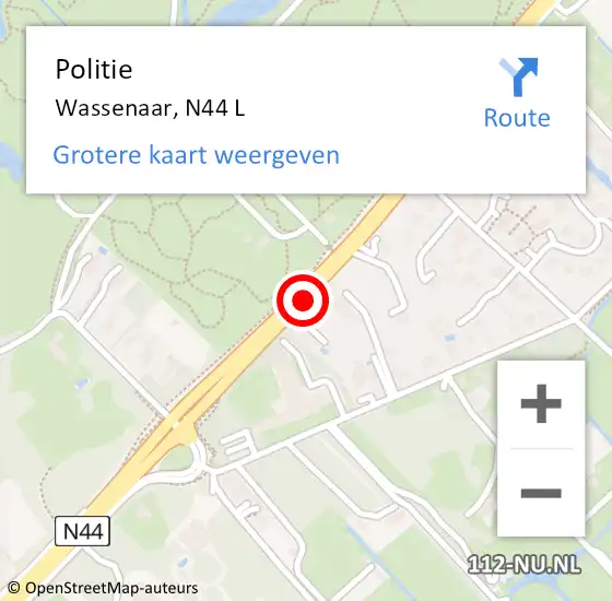 Locatie op kaart van de 112 melding: Politie Wassenaar, N44 L op 5 november 2013 19:34