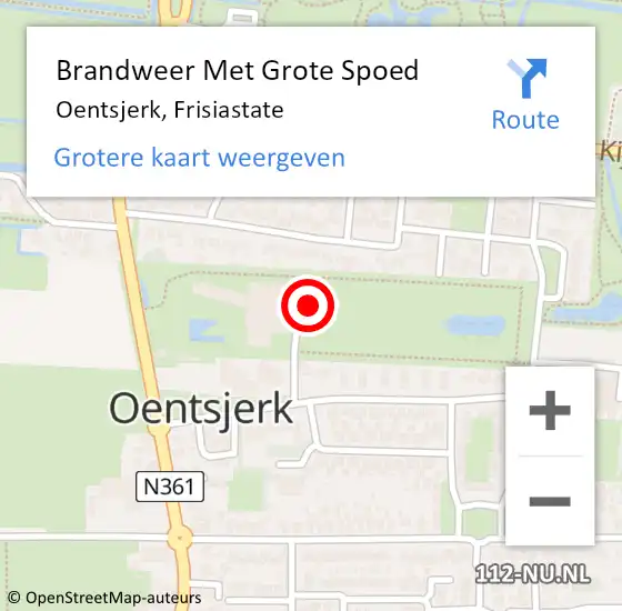 Locatie op kaart van de 112 melding: Brandweer Met Grote Spoed Naar Oentsjerk, Frisiastate op 22 april 2015 16:38