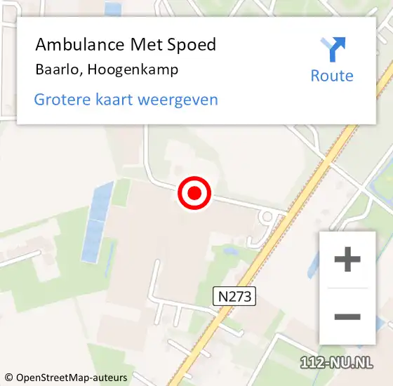 Locatie op kaart van de 112 melding: Ambulance Met Spoed Naar Baarlo, Hoogenkamp op 24 april 2015 20:00