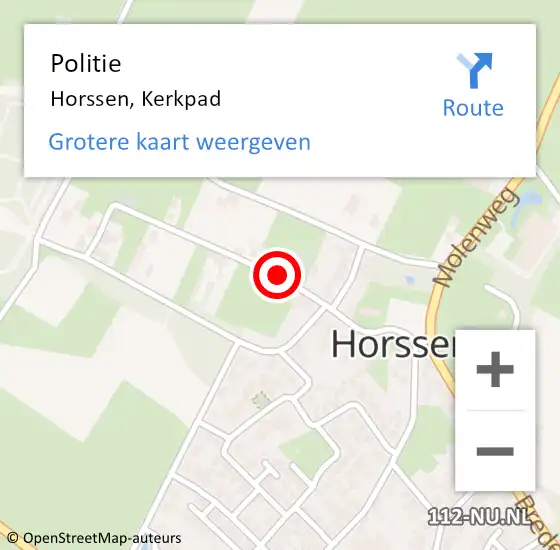 Locatie op kaart van de 112 melding: Politie Horssen, Kerkpad op 25 april 2015 17:23