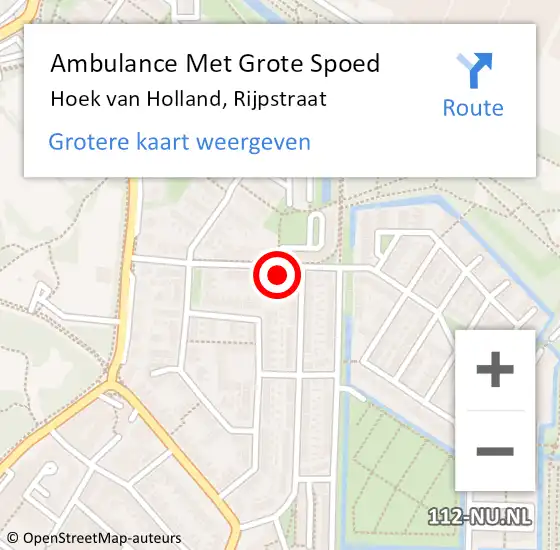 Locatie op kaart van de 112 melding: Ambulance Met Grote Spoed Naar Hoek van Holland, Rijpstraat op 25 april 2015 19:24