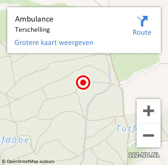 Locatie op kaart van de 112 melding: Ambulance Terschelling op 26 april 2015 02:58