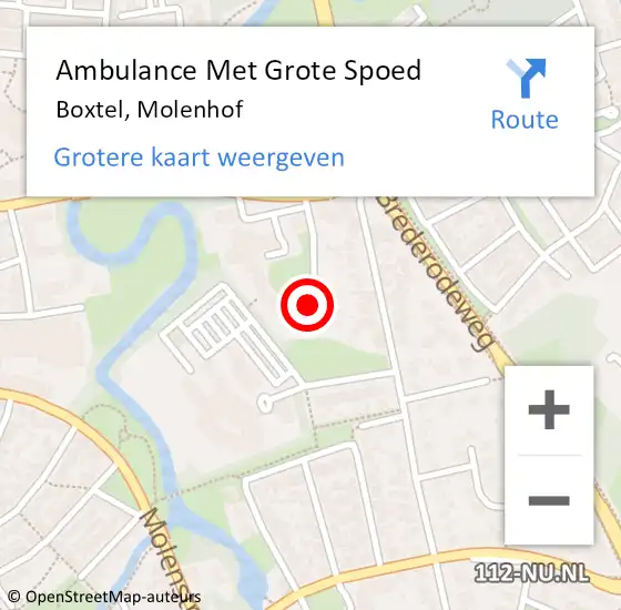 Locatie op kaart van de 112 melding: Ambulance Met Grote Spoed Naar Boxtel, Molenhof op 26 april 2015 21:07