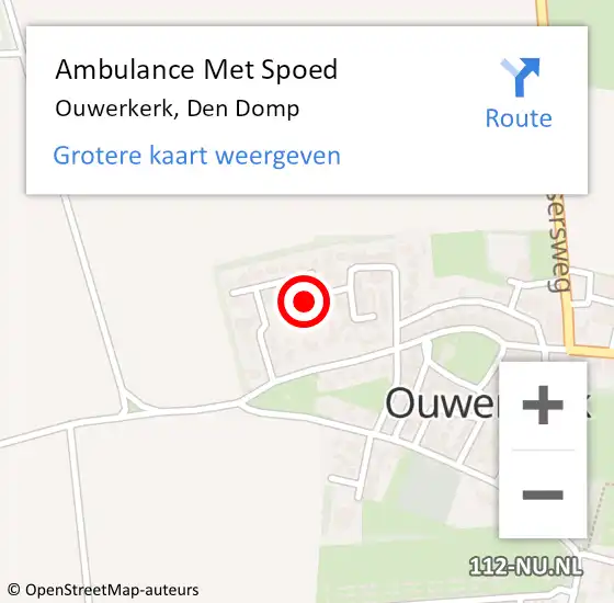 Locatie op kaart van de 112 melding: Ambulance Met Spoed Naar Ouwerkerk, Den Domp op 27 april 2015 03:37