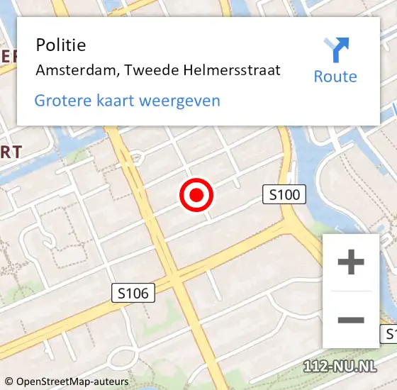 Locatie op kaart van de 112 melding: Politie Amsterdam, Tweede Helmersstraat op 27 april 2015 08:42