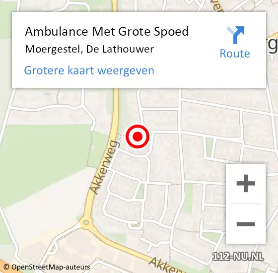 Locatie op kaart van de 112 melding: Ambulance Met Grote Spoed Naar Moergestel, De Lathouwer op 27 april 2015 10:06