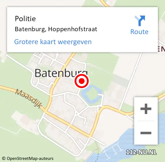 Locatie op kaart van de 112 melding: Politie Batenburg, Hoppenhofstraat op 27 april 2015 11:09
