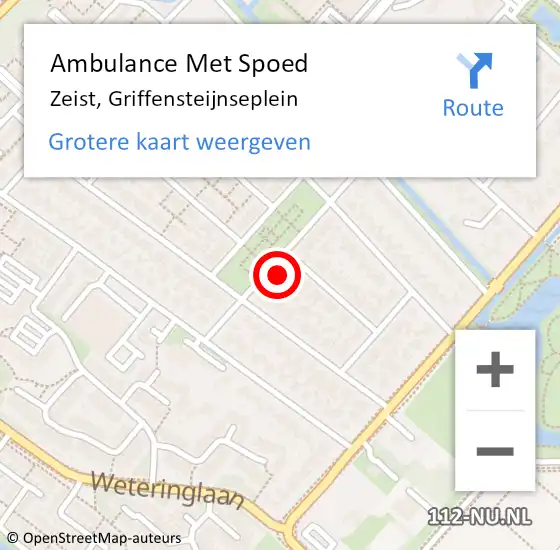 Locatie op kaart van de 112 melding: Ambulance Met Spoed Naar Zeist, Griffensteijnseplein op 27 april 2015 15:03