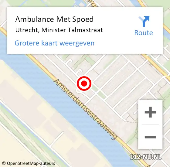 Locatie op kaart van de 112 melding: Ambulance Met Spoed Naar Utrecht, Minister Talmastraat op 6 november 2013 08:51